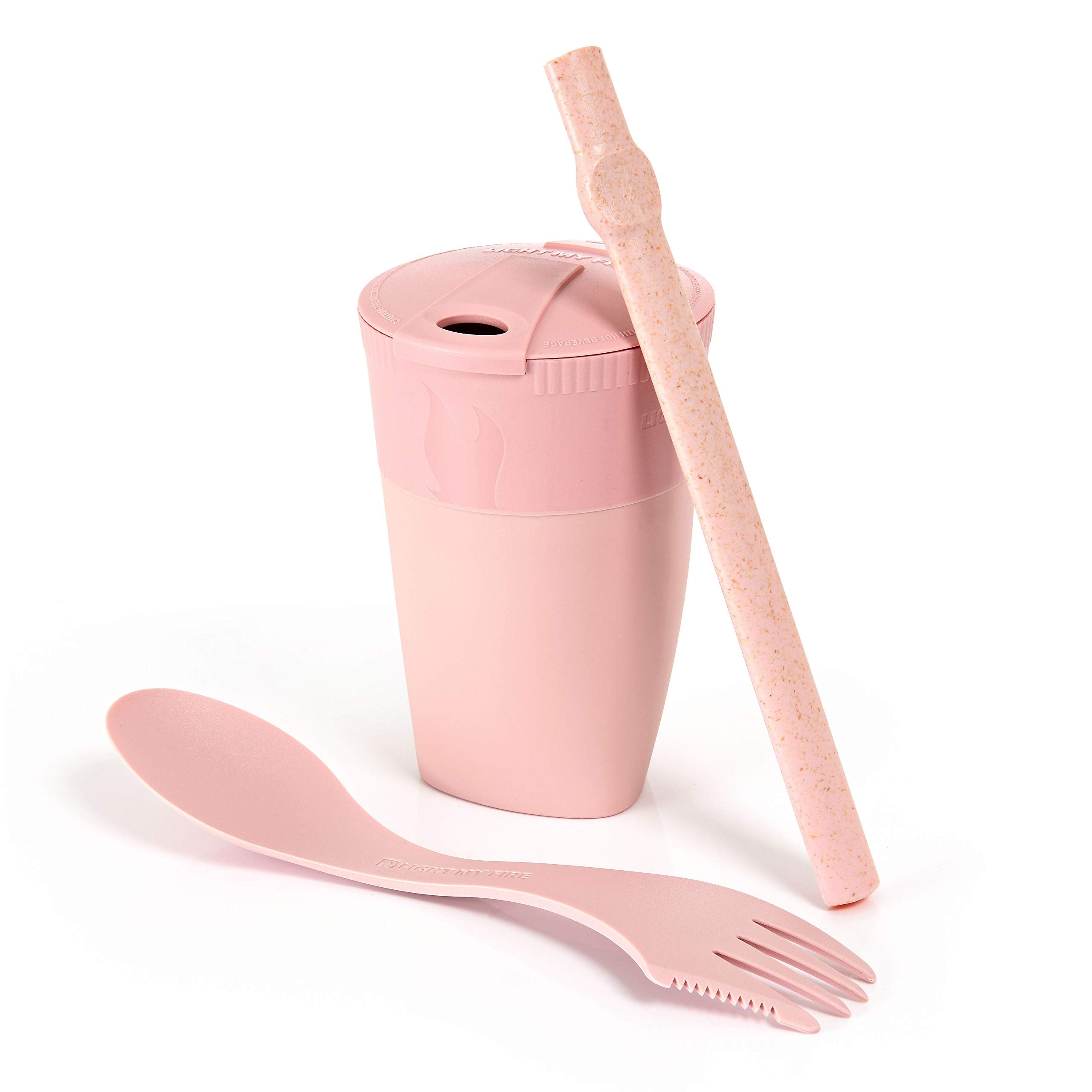 Light My Fire Camping Mess Kit - 3 Pcs - Reusable Straw Foldable Cup & Camping Spork - BPA Free Reusable Camping Utensils - Travel Utensils Camping - Bio-Based Plastic Cutlery to Go Camping Set
