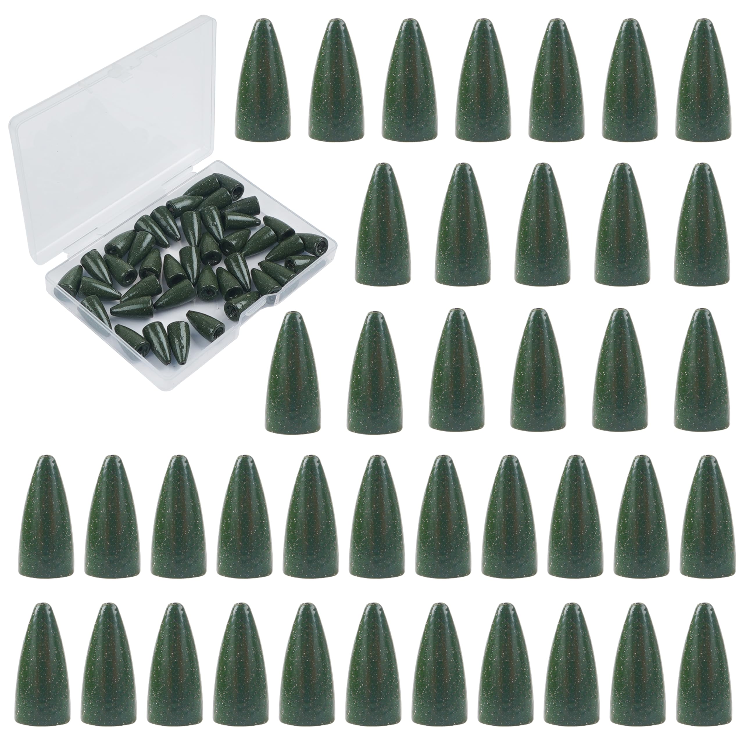Bullet Fishing Sinker Weights40pcs Fishing Worm Weights Slip Sinkers Painted Flipping Fishing Weights for Bass Fishing Texas Rigs Saltwater Freshwater Fishing Tackle