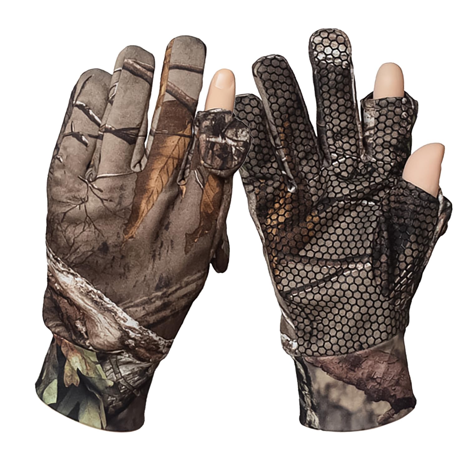 Taeku Camo Gloves Lightweight Full Finger Hunting Camouflage Accessories Pro Anti-Slip Fishing Gloves Archery Accessories Hunting Outdoors (Breathable M)