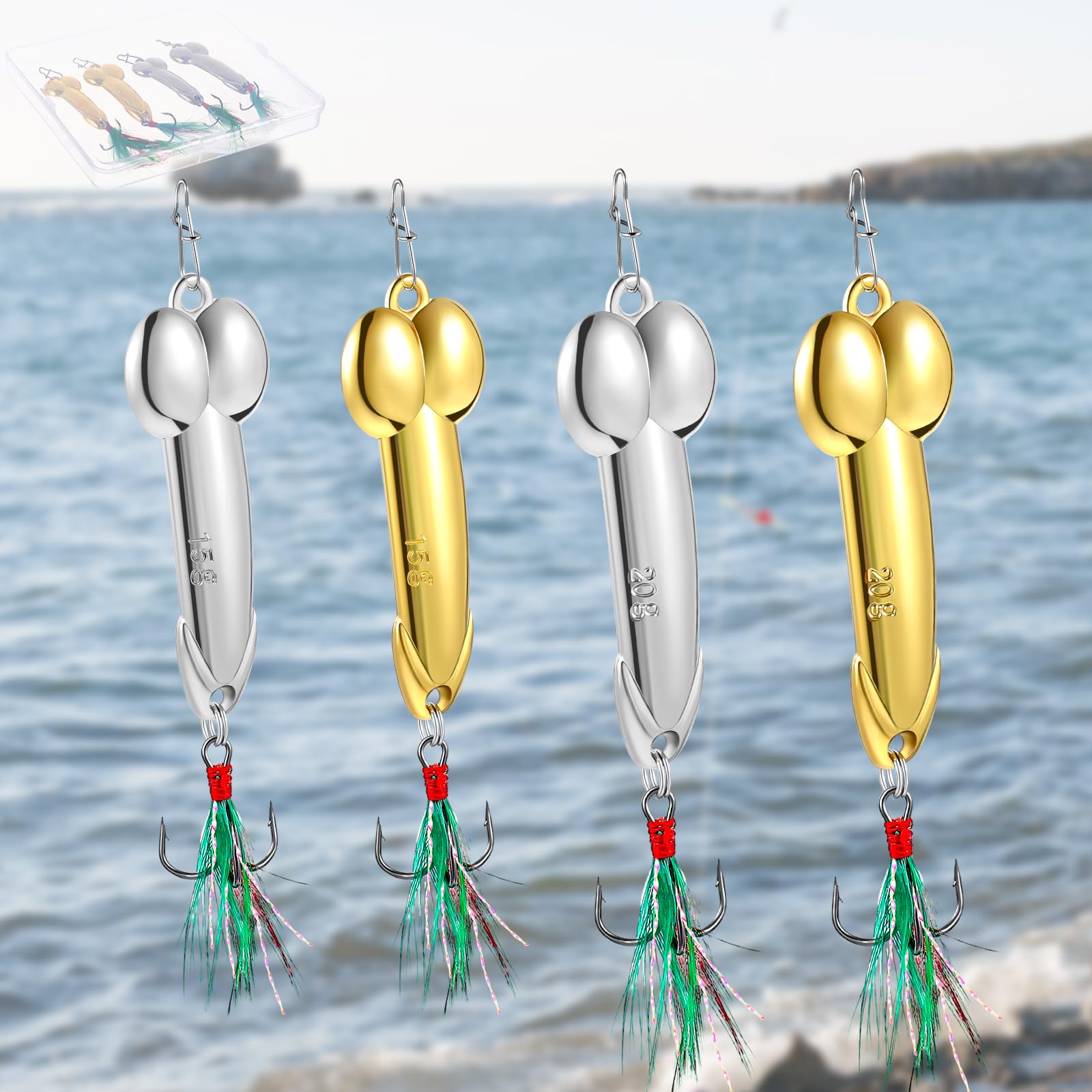 Relaxgiant 4 Pcs Funny Fishing Lures Bass Fishing Lures Top Water Fishing Lures Spoof Fishing Gifts for Men Freshwater Saltwater Fishing Equipment Fishing Spoons for Christmas Fishing Lover Men Gifts