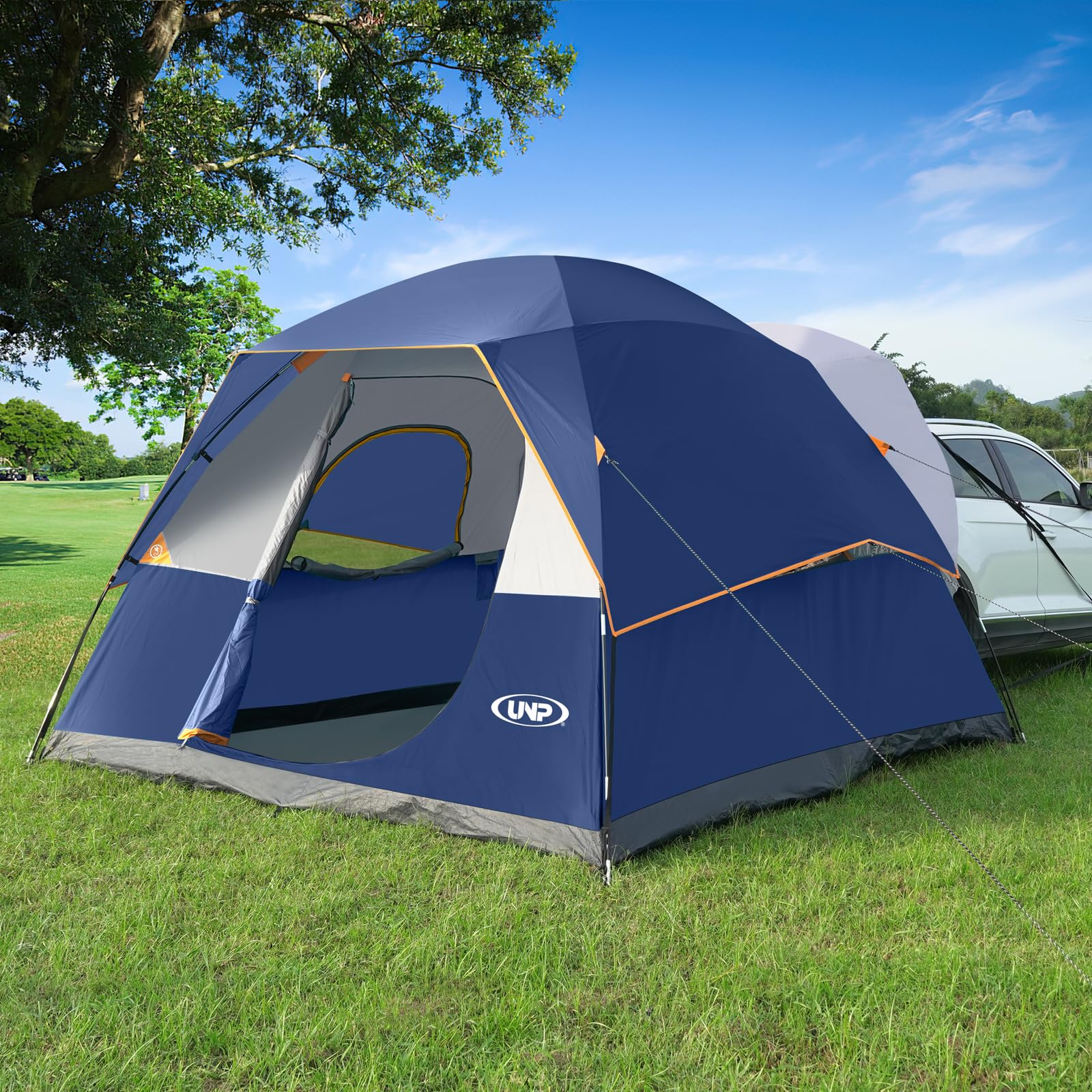 UNP SUV Dome Tent for Camping Outdoor 6 Person Car Camping Tent Easy Set Up SUV Tailgate Tent with Rainfly 10 x 10 Vehicle Camping Tent