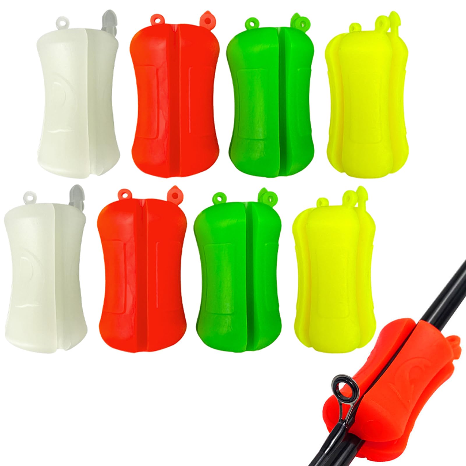Naiveferry 8Pcs Silicone Fishing Rod Holder Straps Colroful Portable Fishing Rod Fixed Ball Rubber Fishing Pole Clips Fishing Pole Wrap Equipment Fly Fishing Accessories for Fishing Pole