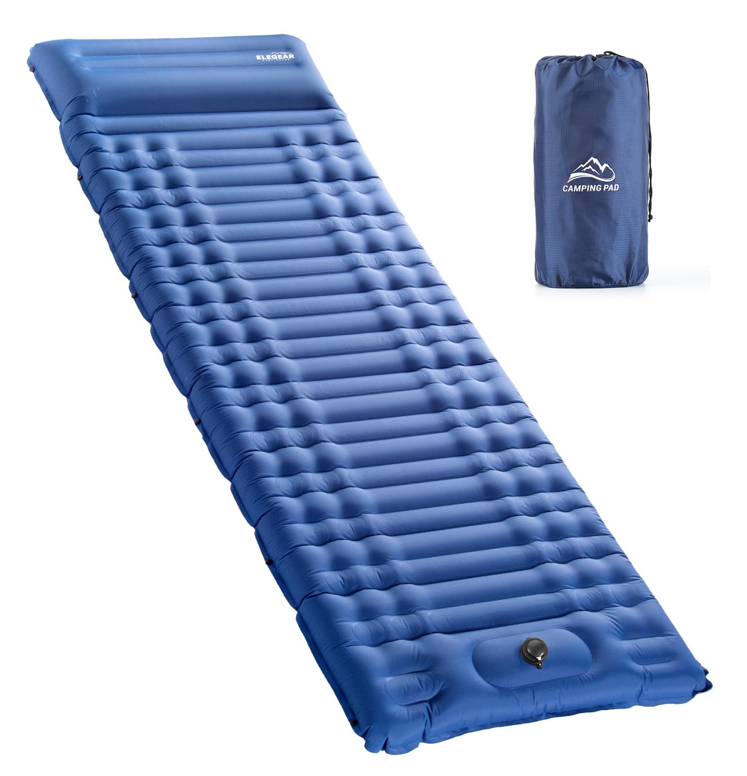 Elegear Self Inflating Sleeping Pad for Camping 4" Ultra-Thick Camping Mattress Pad with Pillow Built-in Foot Pump Camping Sleeping Mat for Backpacking Hiking Portable Camping Pad